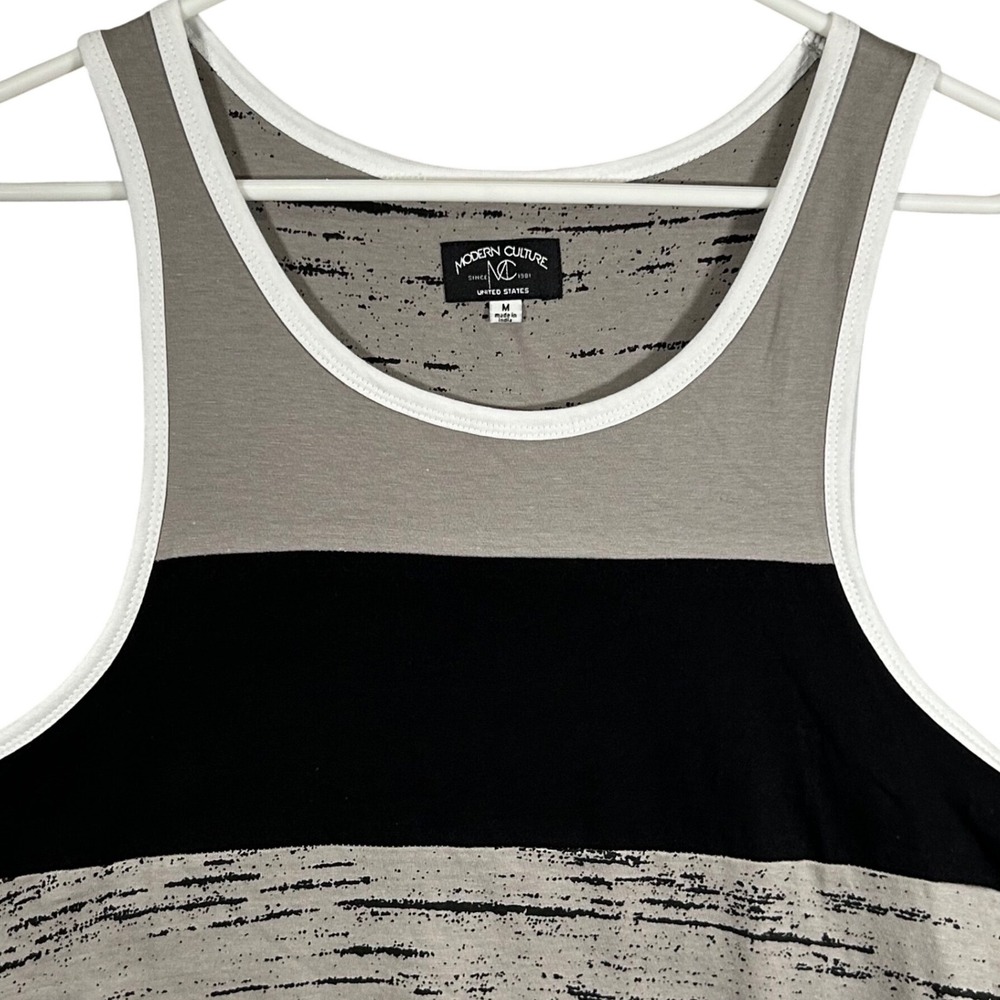 Modern Culture‎ Mens Signature Tank Top Griffin Grey Black Colorblock Size M NEW
